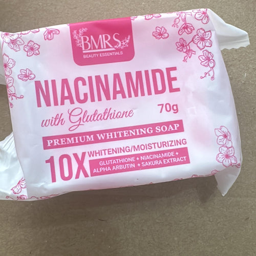 BMRS Niacinamide Radiance Soap bar with Vitamin B3, shown in a close-up image highlighting its smooth surface and clean design.