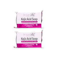 Brilliant Skin Essentials Kojic Acid Soap 2-pack, 135g each, featuring cleansing bars with brightening and skin-evening properties.
