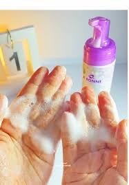 A Bonne feminine wash gel and foam for sensitive skin, with a clean bottle and soft, gentle texture visible in the image.