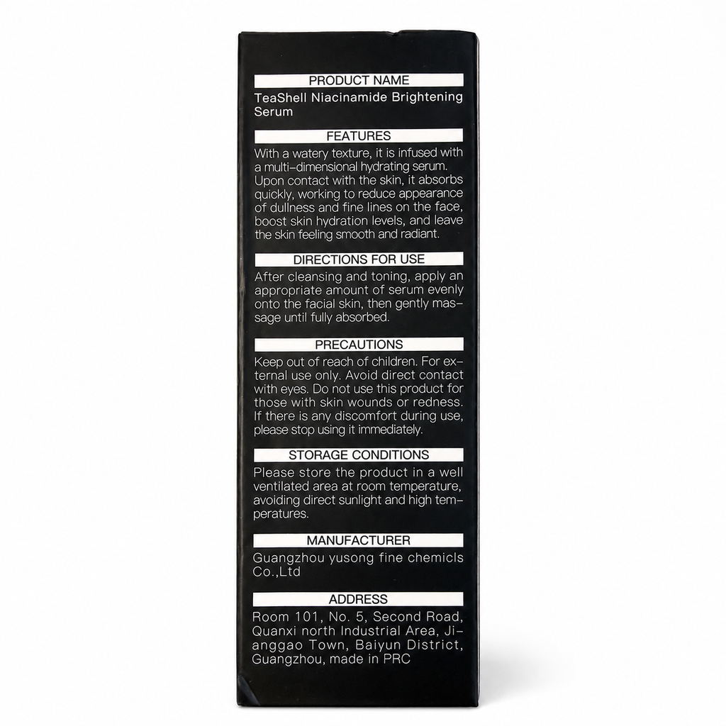TeaShell serum directions precautions and manufacturer panel